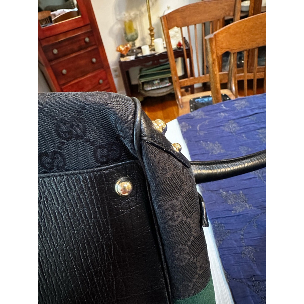 Gucci Black Canvas & Leather Sherry Line Horsebit Shoulder Bag - Picture 10 of 16